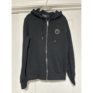 Philipp Plein, Men's Full Zip Hoodie, Hexagonal Logo On Chest & Skull On Back, M